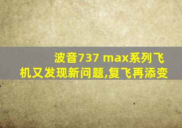 波音737 max系列飞机又发现新问题,复飞再添变